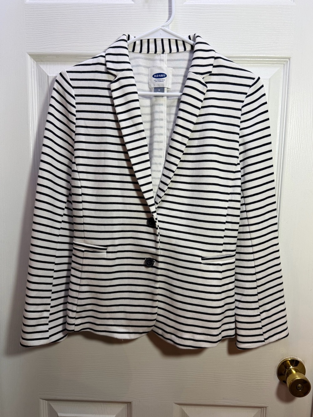 Old Navy White Blazer with Black Horizontal Stripes